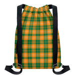 Irish Themed Plaid Pattern Print Drawstring Backpack