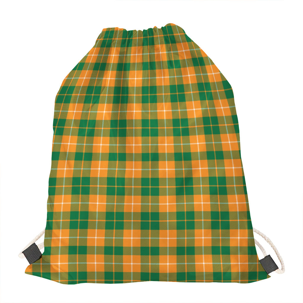 Irish Themed Plaid Pattern Print Drawstring Bag
