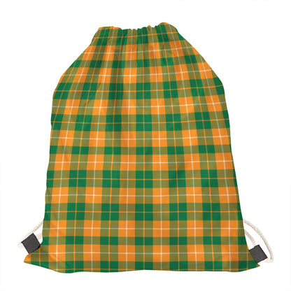 Irish Themed Plaid Pattern Print Drawstring Bag