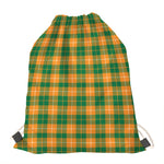 Irish Themed Plaid Pattern Print Drawstring Bag