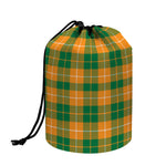 Irish Themed Plaid Pattern Print Drawstring Makeup Bag