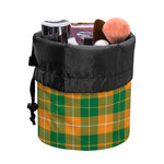 Irish Themed Plaid Pattern Print Drawstring Makeup Bag