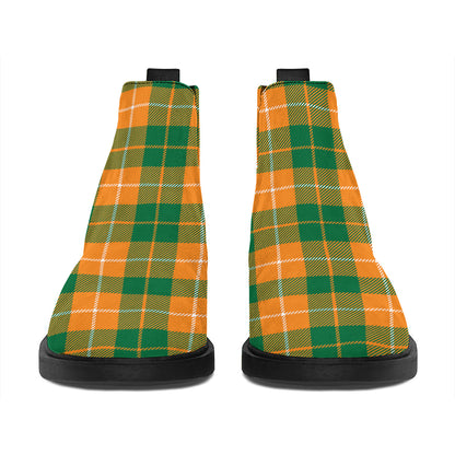 Irish Themed Plaid Pattern Print Flat Ankle Boots