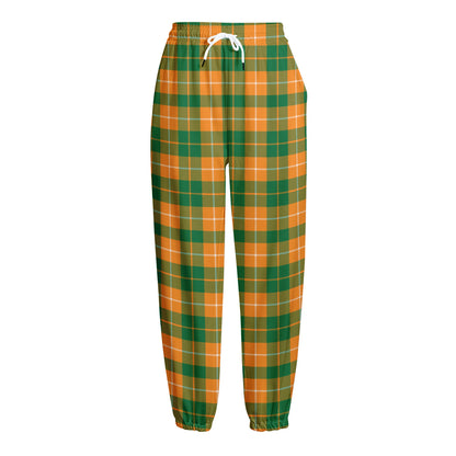 Irish Themed Plaid Pattern Print Fleece Lined Knit Pants
