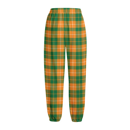 Irish Themed Plaid Pattern Print Fleece Lined Knit Pants