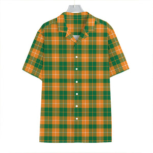 Irish Themed Plaid Pattern Print Hawaiian Shirt