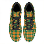 Irish Themed Plaid Pattern Print High Top Leather Sneakers