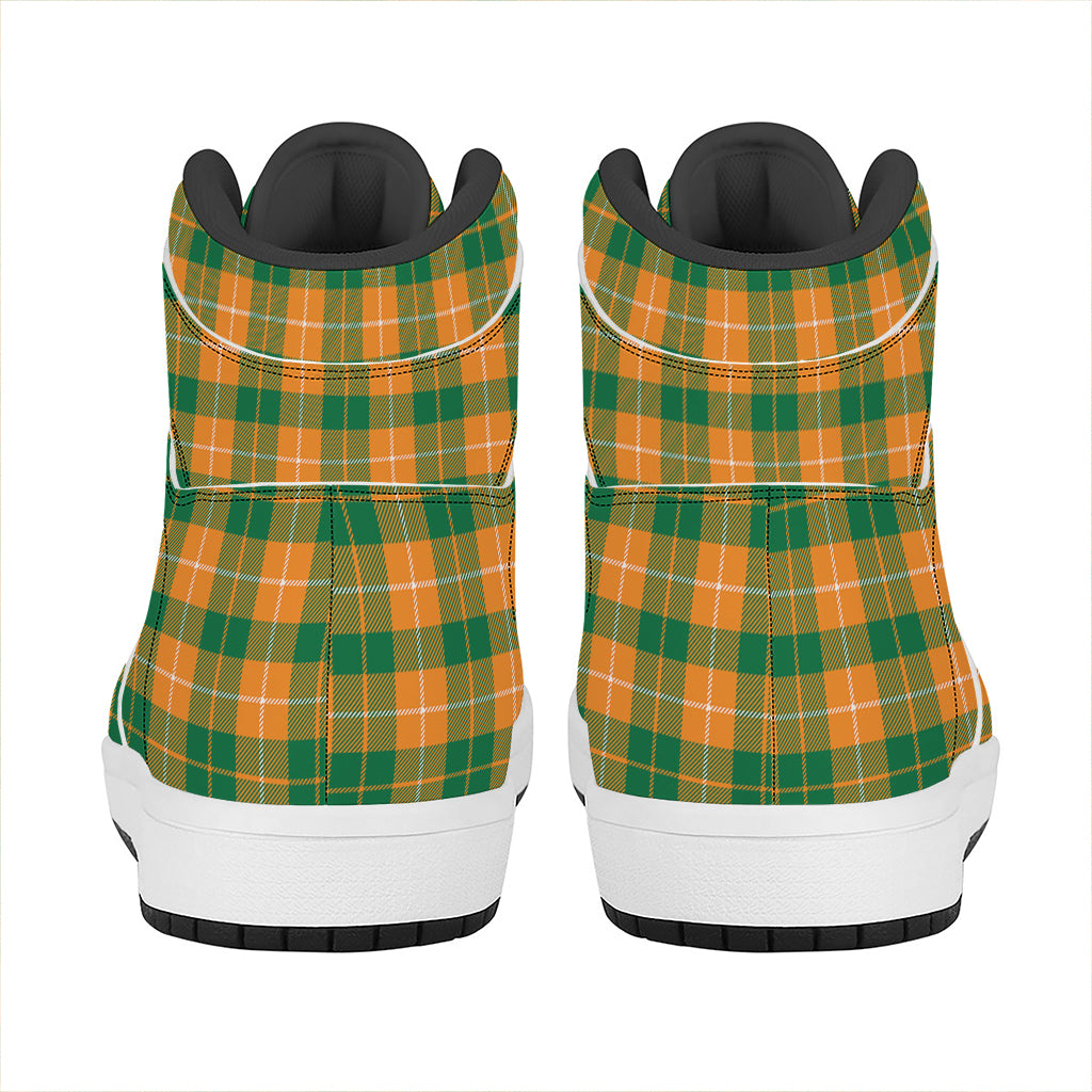 Irish Themed Plaid Pattern Print High Top Leather Sneakers