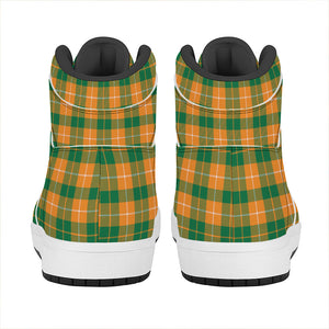 Irish Themed Plaid Pattern Print High Top Leather Sneakers