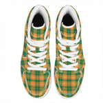 Irish Themed Plaid Pattern Print High Top Leather Sneakers