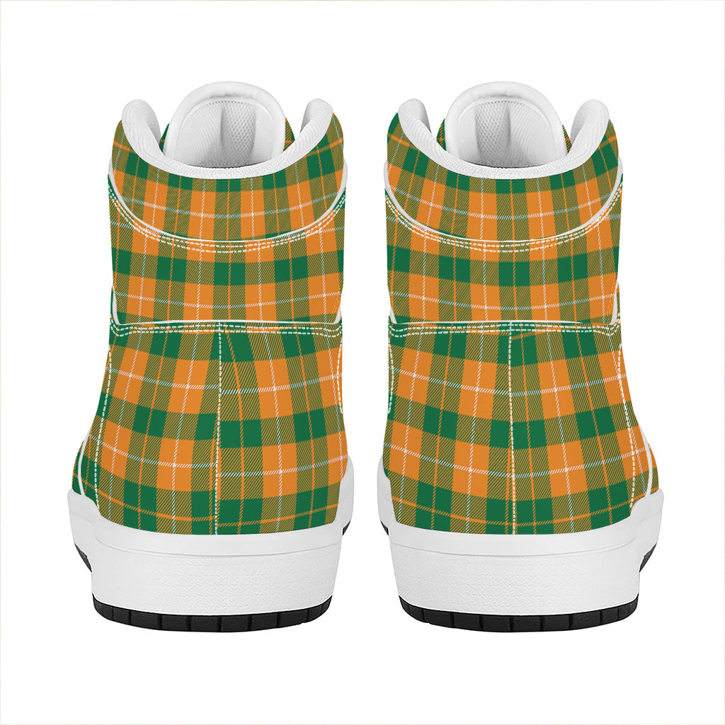 Irish Themed Plaid Pattern Print High Top Leather Sneakers