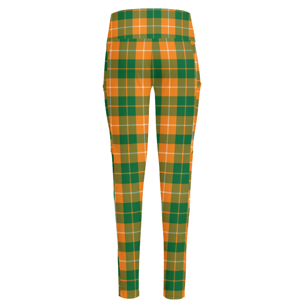 Irish Themed Plaid Pattern Print High-Waisted Pocket Leggings