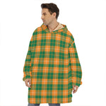 Irish Themed Plaid Pattern Print Hoodie Blanket