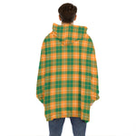 Irish Themed Plaid Pattern Print Hoodie Blanket