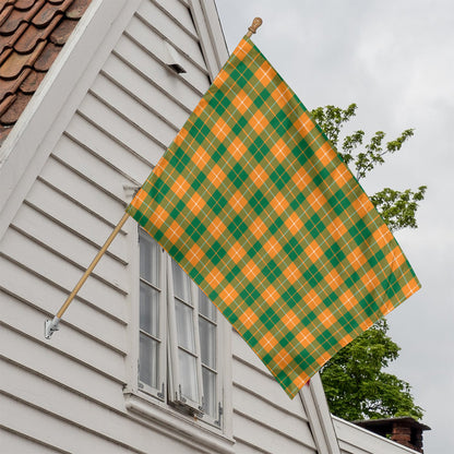 Irish Themed Plaid Pattern Print House Flag