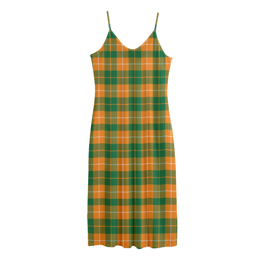 Irish Themed Plaid Pattern Print Jersey Midi Cami Dress