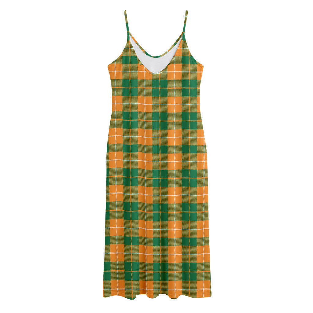 Irish Themed Plaid Pattern Print Jersey Midi Cami Dress