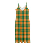 Irish Themed Plaid Pattern Print Jersey Midi Cami Dress