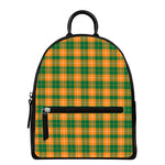 Irish Themed Plaid Pattern Print Leather Backpack