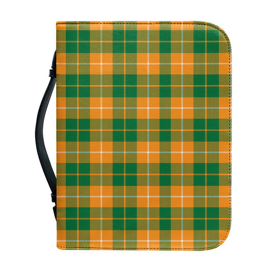 Irish Themed Plaid Pattern Print Leather Bible Cover