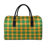 Irish Themed Plaid Pattern Print Leather Duffle Bag