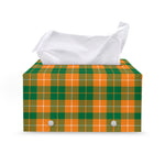 Irish Themed Plaid Pattern Print Leather Tissue Box Cover