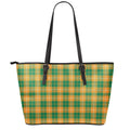Irish Themed Plaid Pattern Print Leather Tote Bag With Zipper
