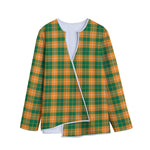 Irish Themed Plaid Pattern Print Long Sleeve Short Coat