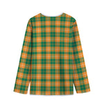 Irish Themed Plaid Pattern Print Long Sleeve Short Coat