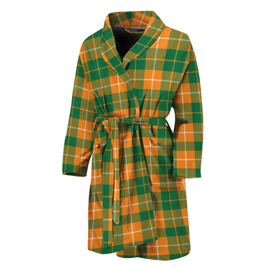 Irish Themed Plaid Pattern Print Men's Bathrobe