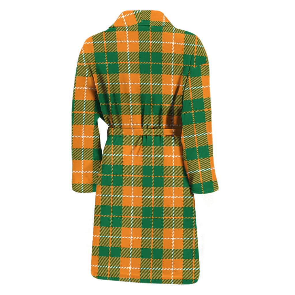 Irish Themed Plaid Pattern Print Men's Bathrobe