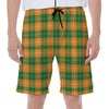 Irish Themed Plaid Pattern Print Men's Beach Shorts