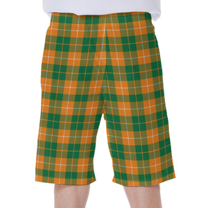 Irish Themed Plaid Pattern Print Men's Beach Shorts