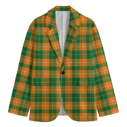 Irish Themed Plaid Pattern Print Men's Blazer