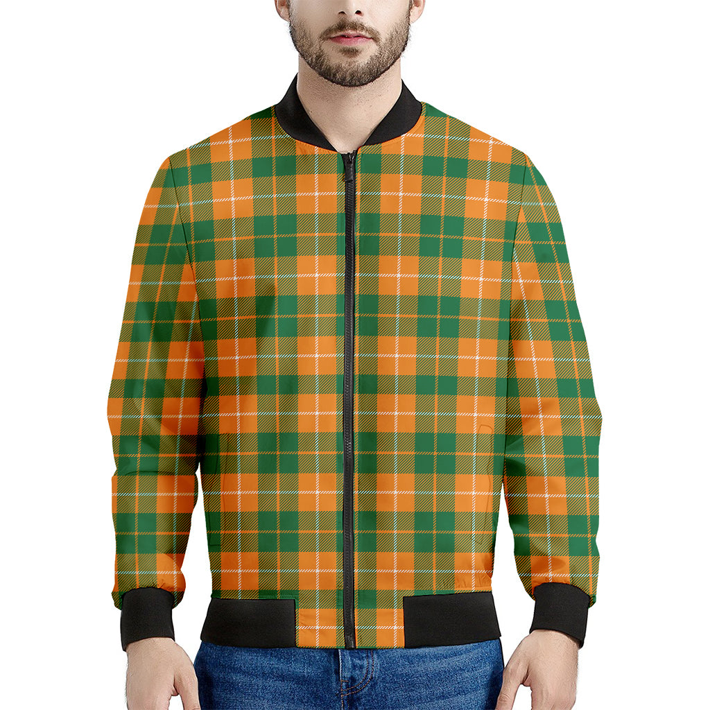Irish Themed Plaid Pattern Print Men's Bomber Jacket
