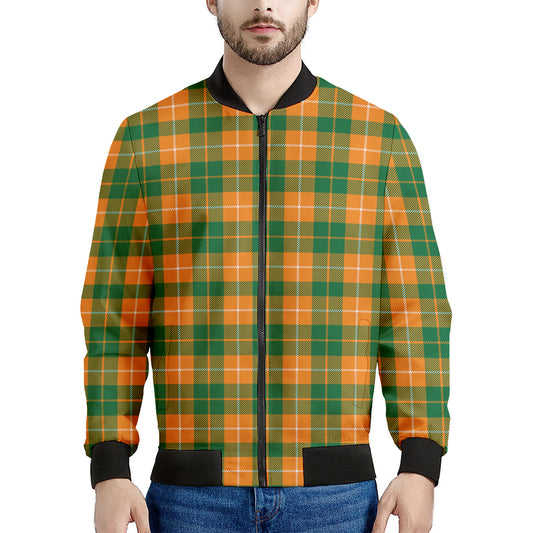 Irish Themed Plaid Pattern Print Men's Bomber Jacket