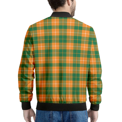 Irish Themed Plaid Pattern Print Men's Bomber Jacket