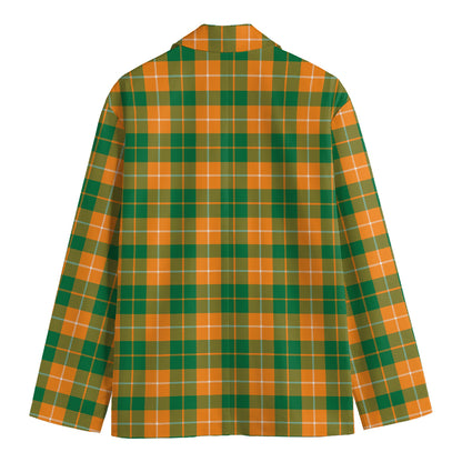 Irish Themed Plaid Pattern Print Men's Cotton Blazer
