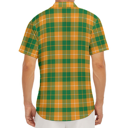 Irish Themed Plaid Pattern Print Men's Deep V-Neck Shirt