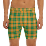 Irish Themed Plaid Pattern Print Men's Long Boxer Briefs