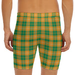 Irish Themed Plaid Pattern Print Men's Long Boxer Briefs