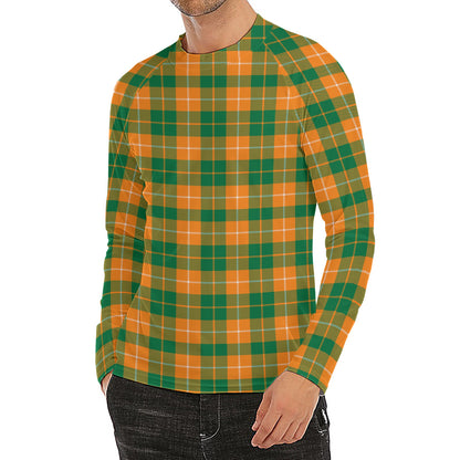 Irish Themed Plaid Pattern Print Men's Long Sleeve Rash Guard