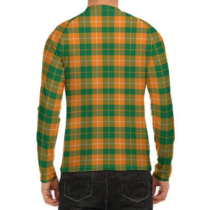 Irish Themed Plaid Pattern Print Men's Long Sleeve Rash Guard