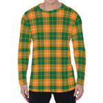 Irish Themed Plaid Pattern Print Men's Long Sleeve T-Shirt