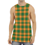 Irish Themed Plaid Pattern Print Men's Muscle Tank Top