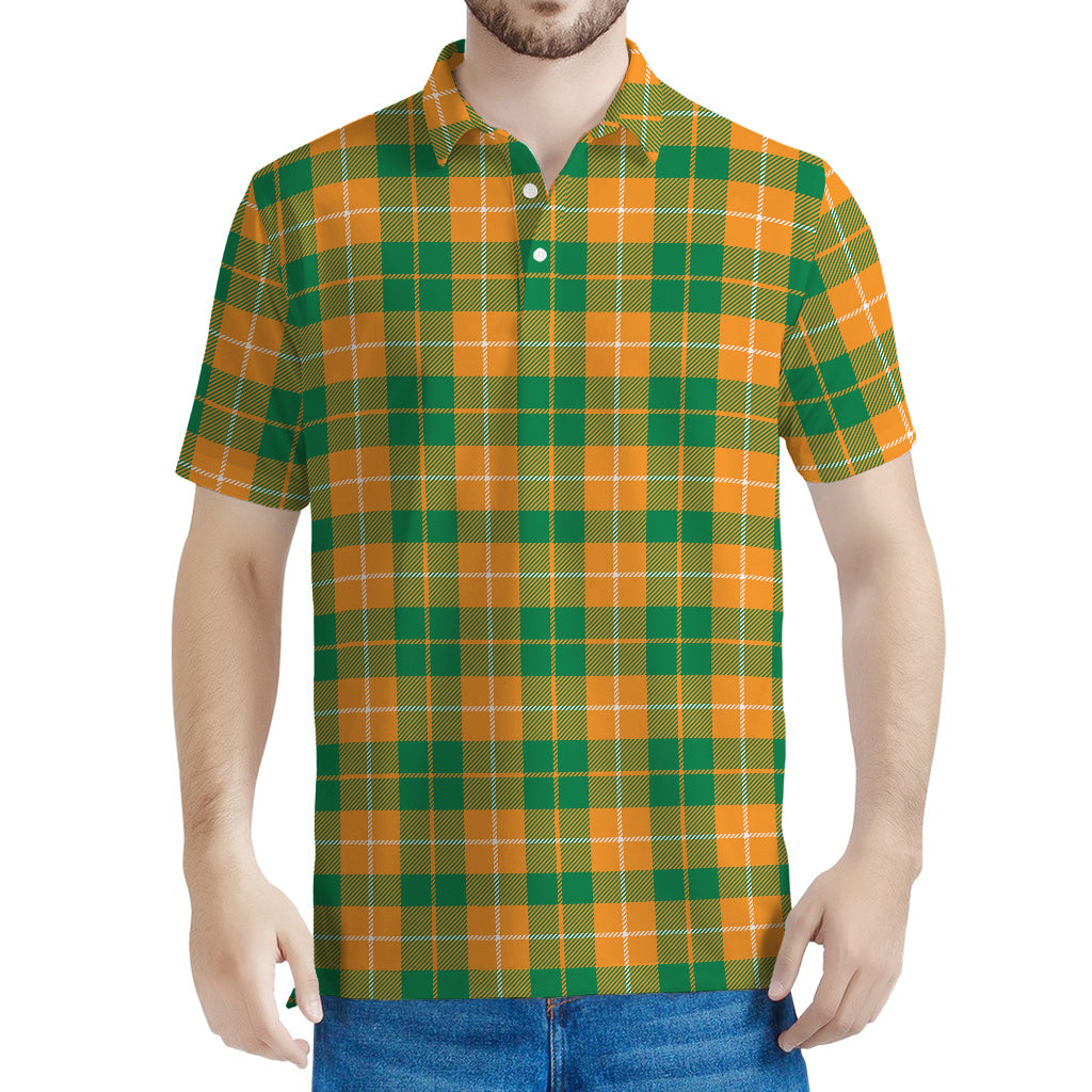 Irish Themed Plaid Pattern Print Men's Polo Shirt