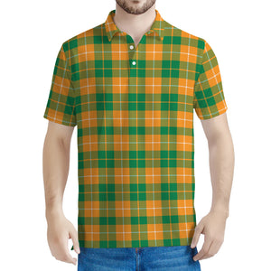 Irish Themed Plaid Pattern Print Men's Polo Shirt