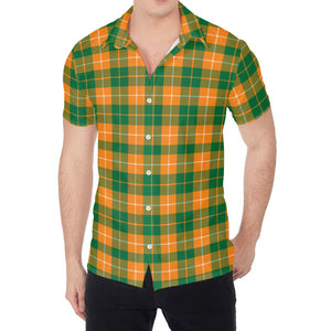 Irish Themed Plaid Pattern Print Men's Shirt