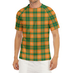 Irish Themed Plaid Pattern Print Men's Short Sleeve Rash Guard