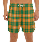 Irish Themed Plaid Pattern Print Men's Split Running Shorts